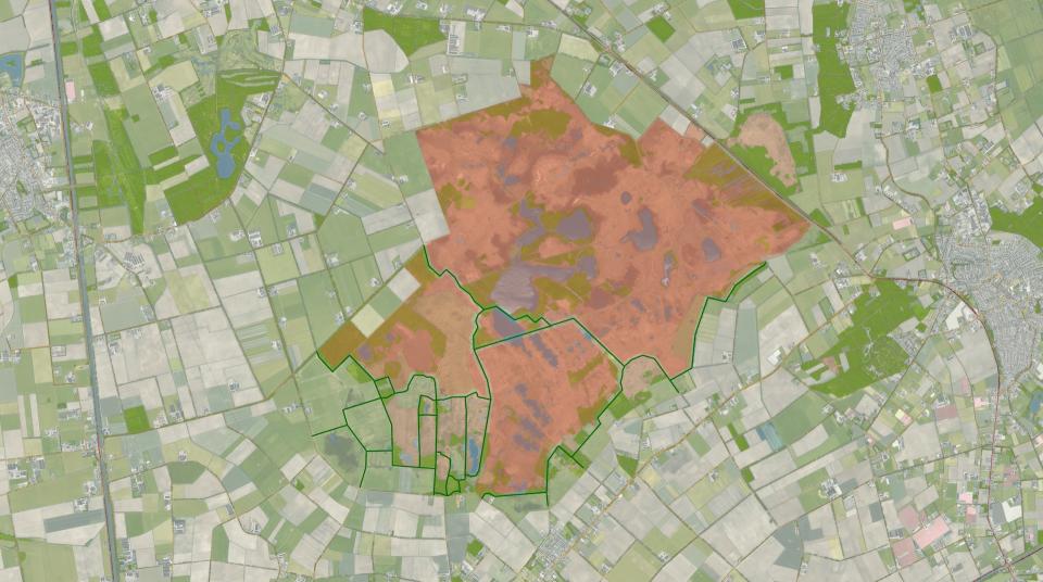 Landkaart van Nationaal Park De Groote Peel met broedgebied
